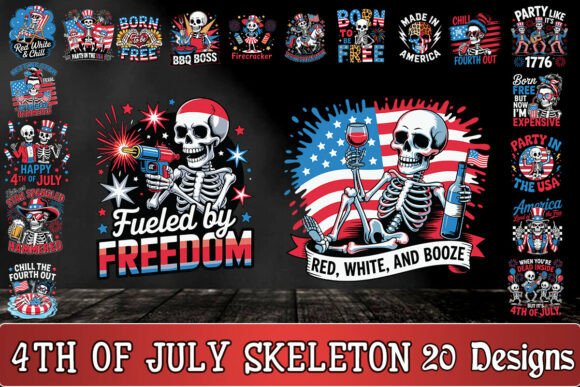 4th of July Skeleton SVG Bundle for Crafts and Graphics