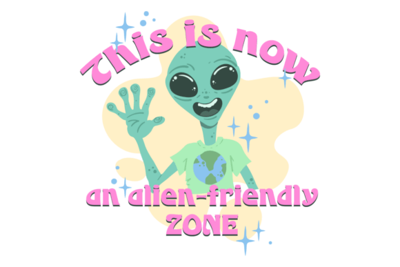 Alien Friendly Zone SVG for Crafts and Graphics