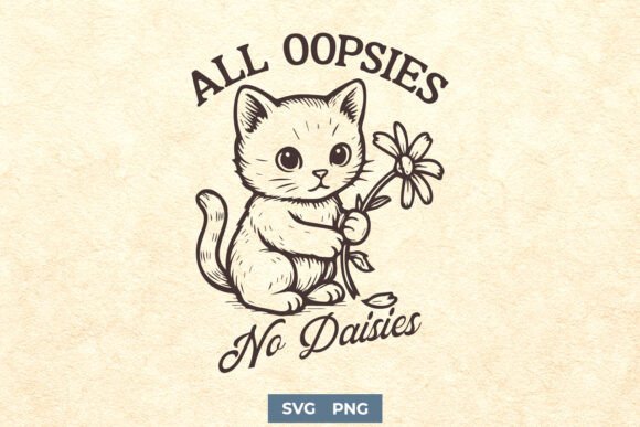 All Oopsies No Daisies SVG Sad Cat PNG for Crafts and Graphics