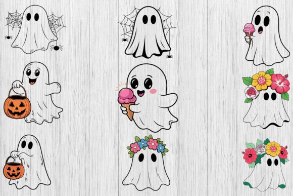 Cute Ghost SVG Bundle for Graphics and Crafts