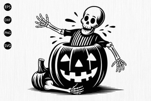 Funny Halloween Pumpkin Skeleton SVG for Crafts and Graphics
