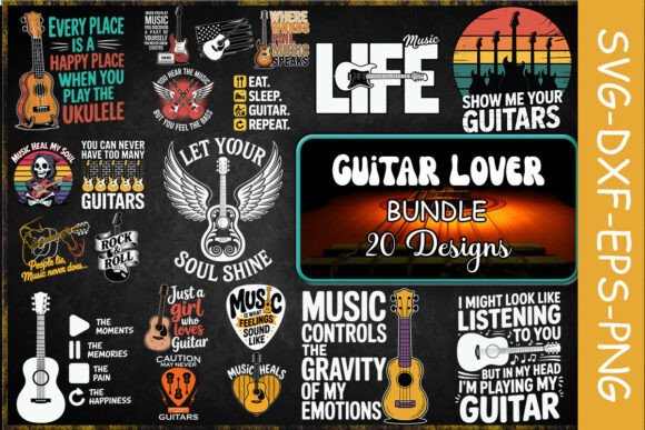 Guitar Lover SVG Bundle Graphics for Crafts
