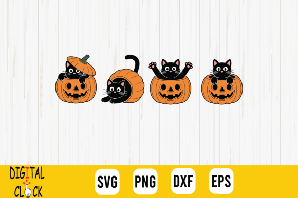 Halloween Pumpkin and Black Cat SVG