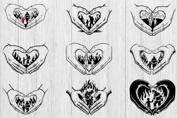 Love Firefighter Graphics for Crafts and Branding
