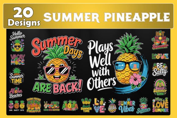 Summer Pineapple SVG Bundle Graphics for Crafts